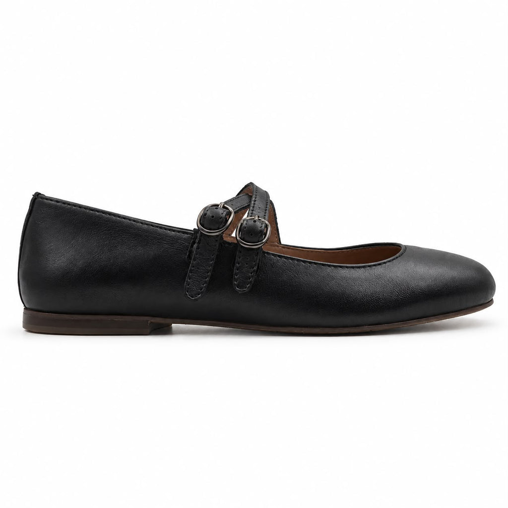 Julia : Ballerine femme 2-en-1 – Cuir Noir