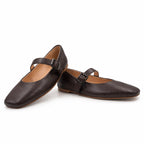 Mary : Ballerines Femme - Cuir Marron