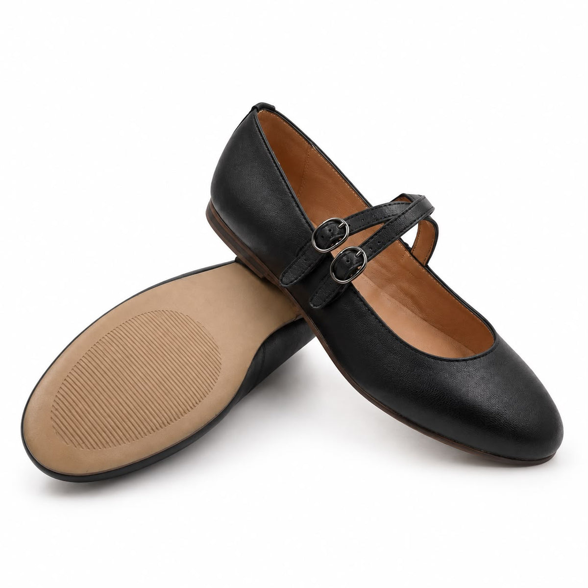 Julia : Ballerine femme 2-en-1 – Cuir Noir