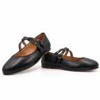 Julia : Ballerine femme 2-en-1 – Cuir Noir